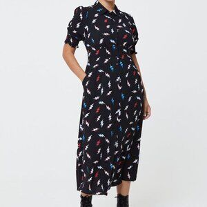 Joanie Clothing lightning bolt print midi dress
